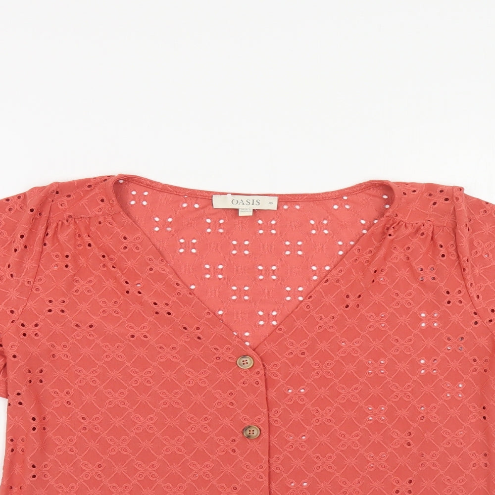 Womens UK Size XS Oasis Orange Basic Button-Up