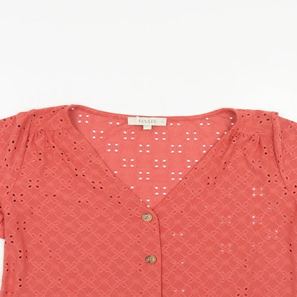 Womens UK Size XS Oasis Orange Basic Button-Up