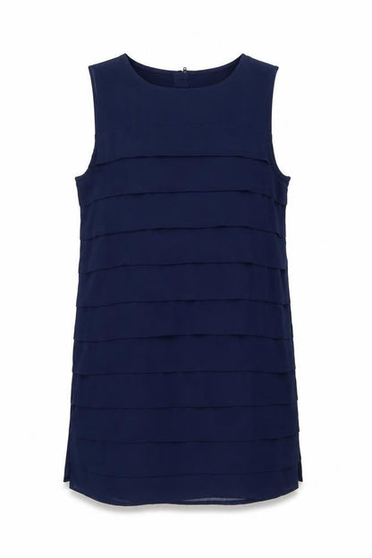 H&M Womens Blue Polyester Shift Size 12 Boat Neck Zip