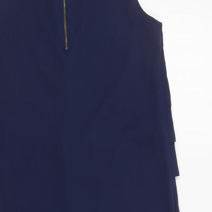 H&M Womens Blue Polyester Shift Size 12 Boat Neck Zip