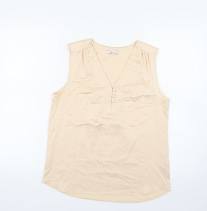 TU Womens Pink Polyester Basic Blouse Size 10 V-Neck