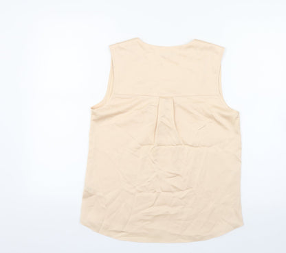 TU Womens Pink Polyester Basic Blouse Size 10 V-Neck