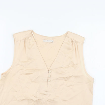 TU Womens Pink Polyester Basic Blouse Size 10 V-Neck