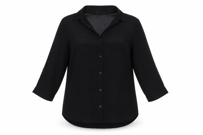 Cameo Rose Womens Black Polyester Basic Button-Up Size 10 Collared