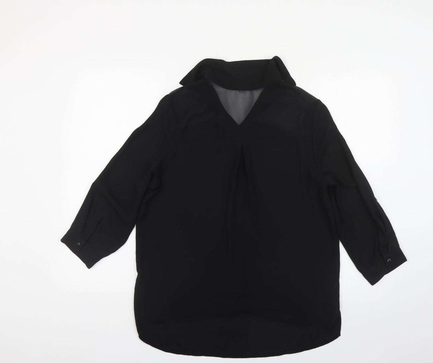 Cameo Rose Womens Black Polyester Basic Button-Up Size 10 Collared