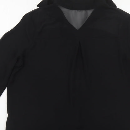 Cameo Rose Womens Black Polyester Basic Button-Up Size 10 Collared