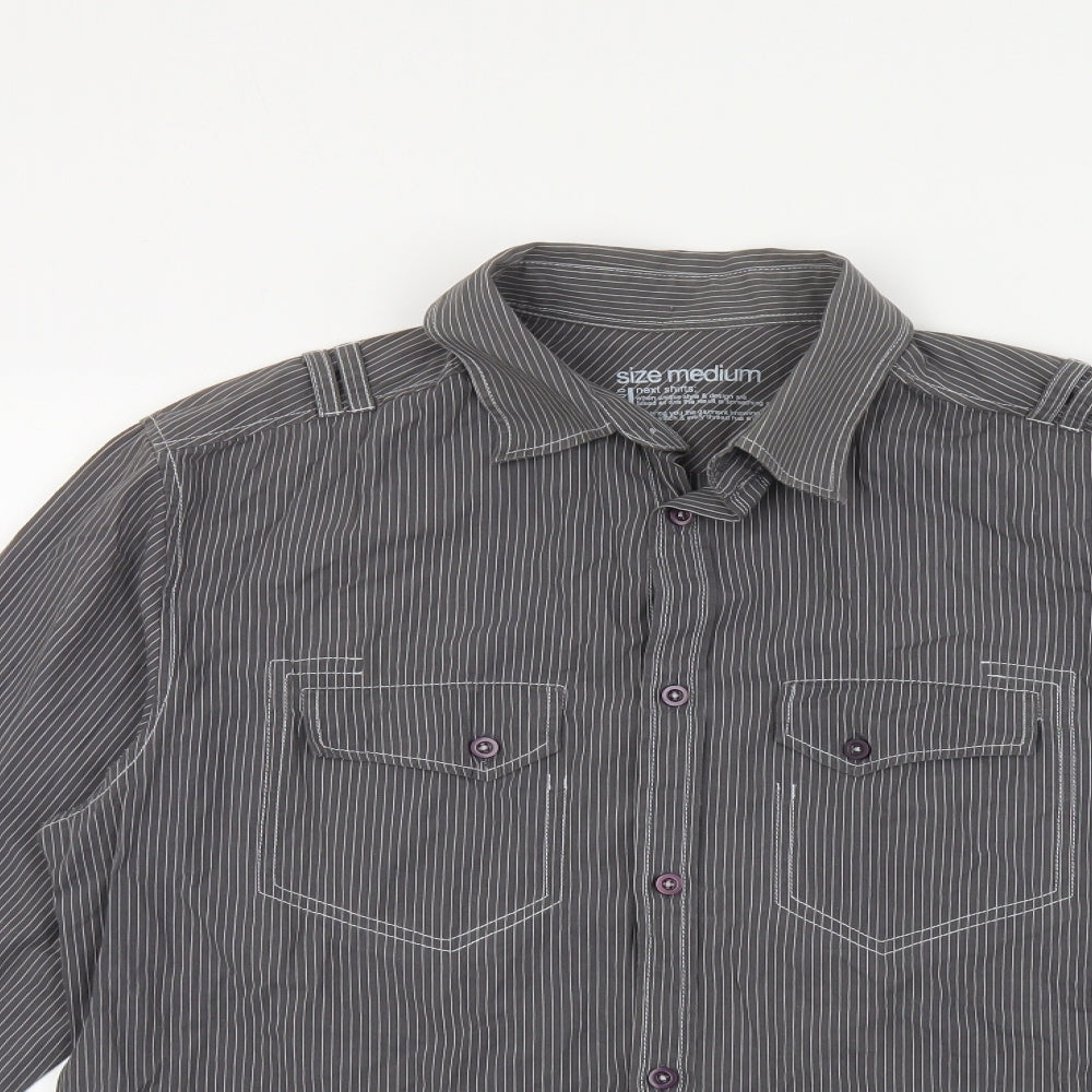 Mens UK Size M NEXT Grey  Button-Up Long Sleeve Casual Shirt