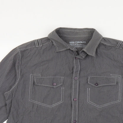 Mens UK Size M NEXT Grey  Button-Up Long Sleeve Casual Shirt