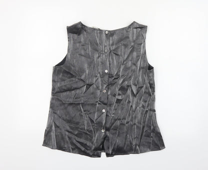 Platinum Womens Silver Geometric Viscose Basic Tank Size 16 Boat Neck