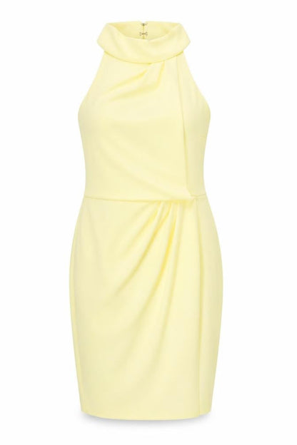 ASOS Womens Yellow Polyester Pencil Dress Size 12 Halter Hook & Eye