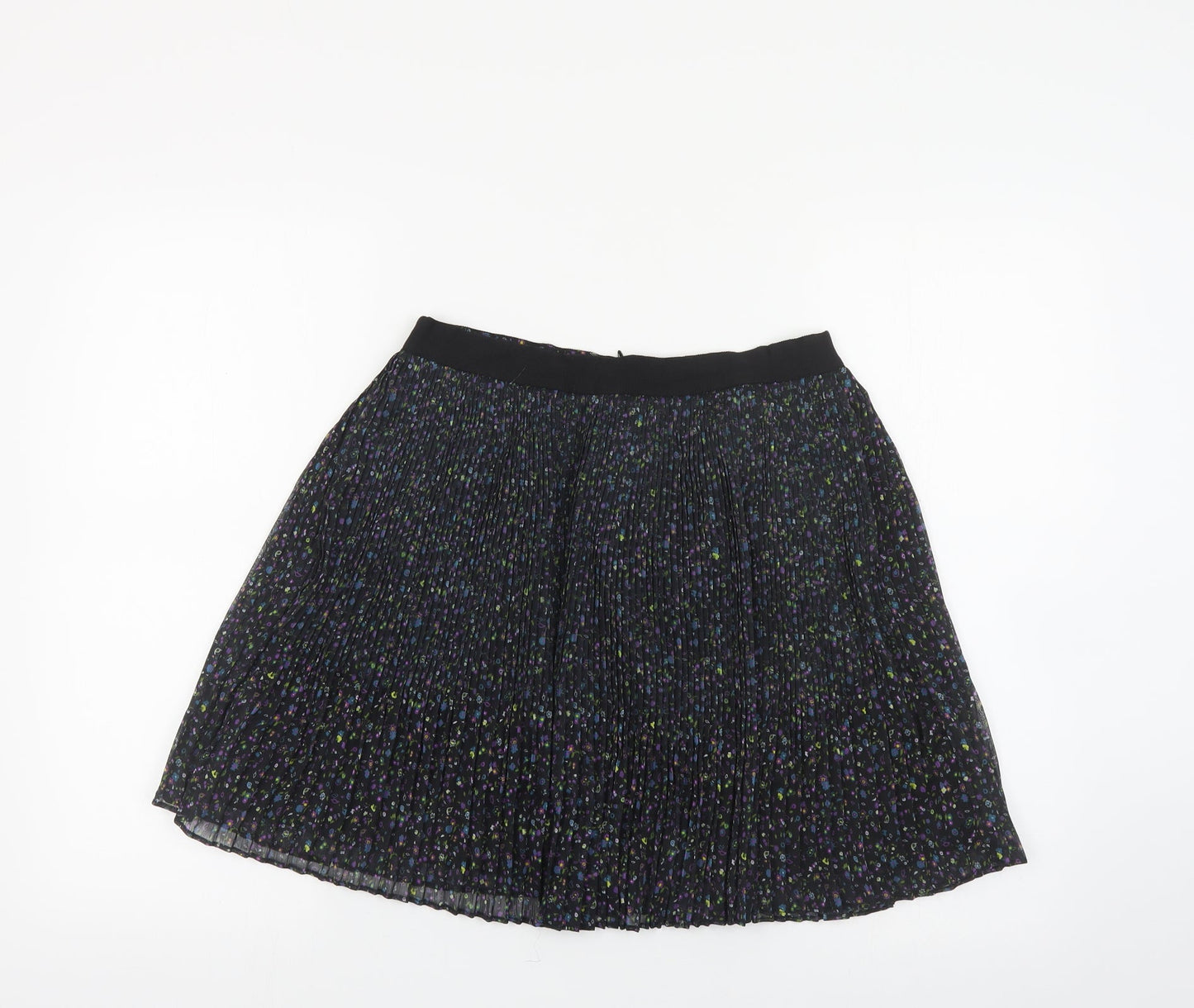 Jack Wills Womens Black Floral Polyester Skater Skirt Size 10 Zip