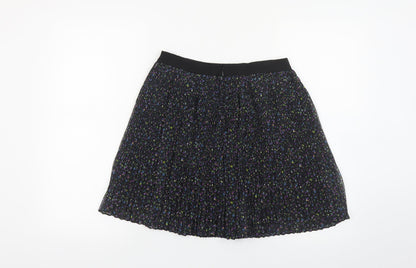 Jack Wills Womens Black Floral Polyester Skater Skirt Size 10 Zip