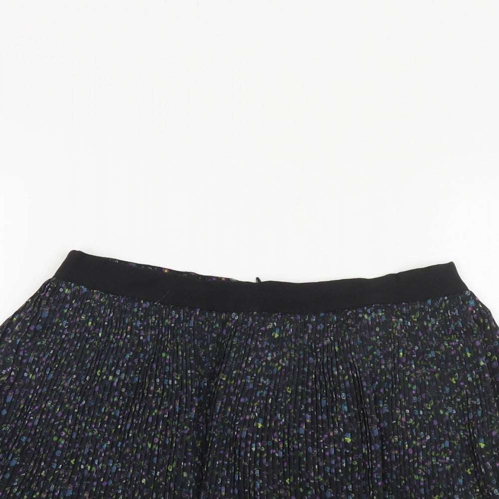 Jack Wills Womens Black Floral Polyester Skater Skirt Size 10 Zip
