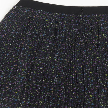 Jack Wills Womens Black Floral Polyester Skater Skirt Size 10 Zip