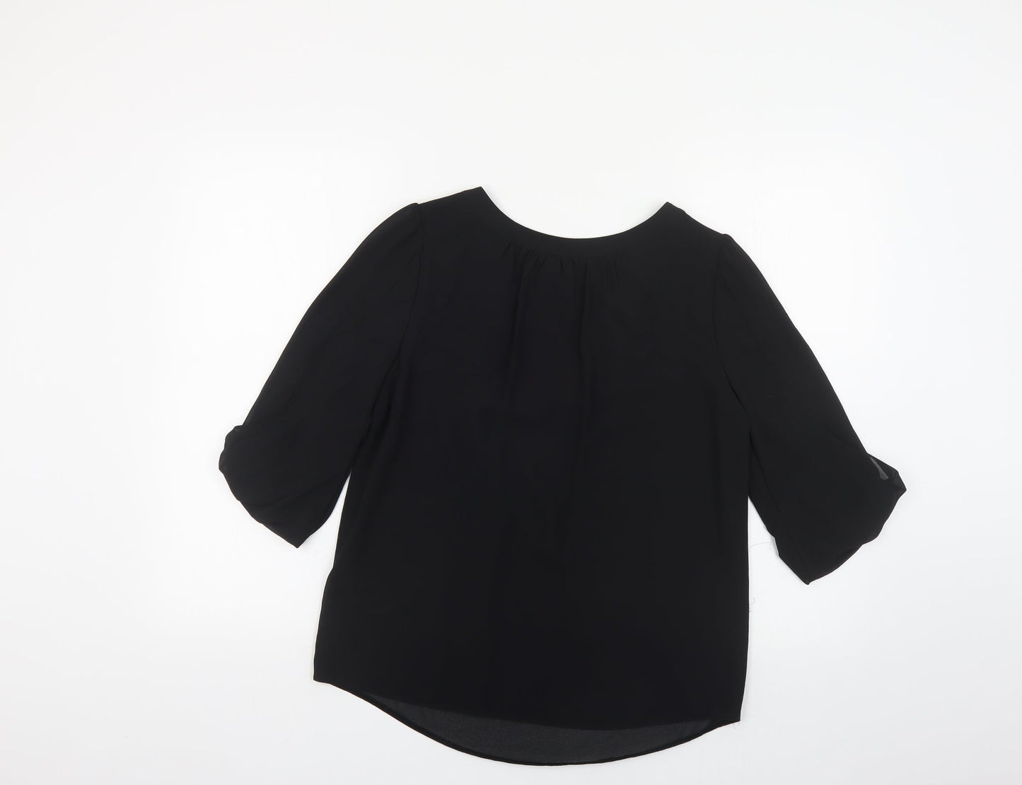 Billie & Blossom Womens Black Polyester Basic Blouse Size 8 Boat Neck - Chain Detail
