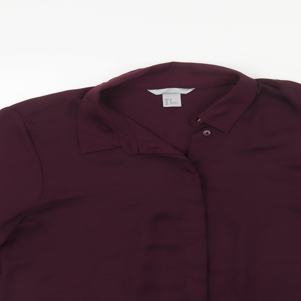 Womens UK Size 8 H&M Purple Basic Button-Up