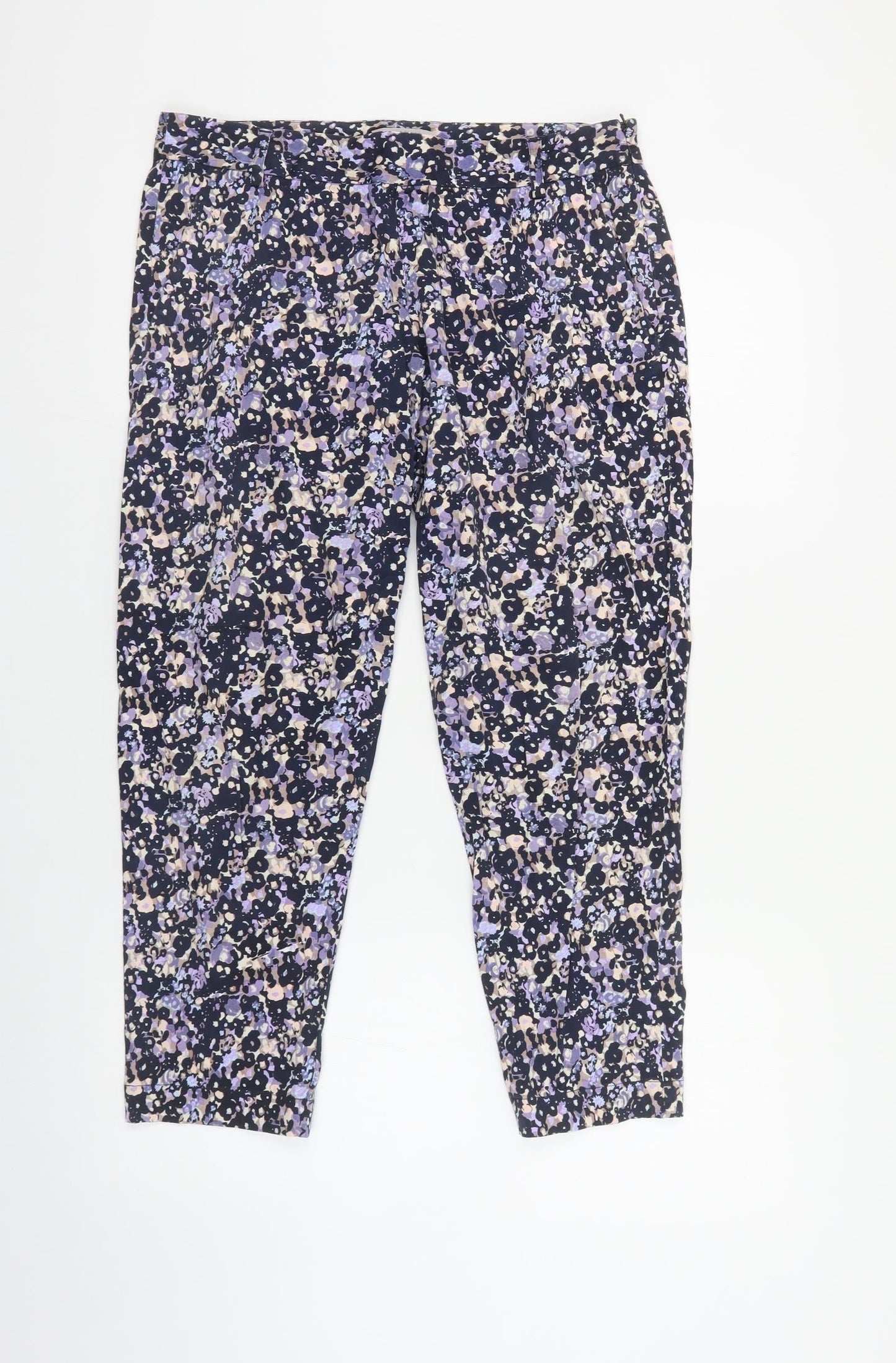 Great Plains Womens Multicoloured Geometric Cotton Trousers Size 10 L26 in Regular Zip