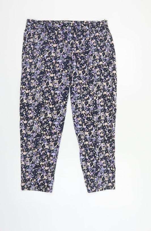 Great Plains Womens Multicoloured Geometric Cotton Trousers Size 10 L26 in Regular Zip