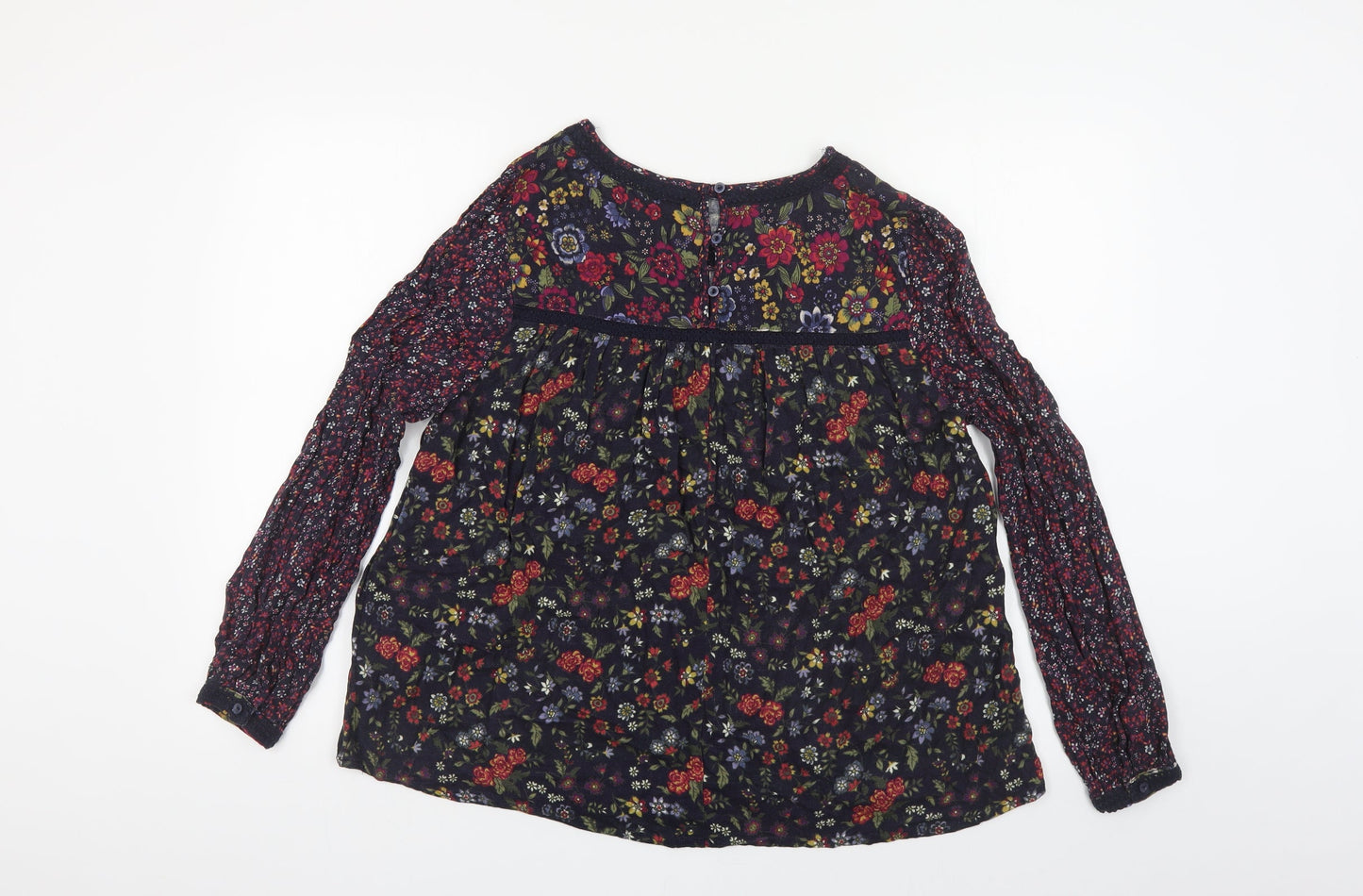 Matalan Womens Multicoloured Floral Viscose Basic Blouse Size 14 Round Neck