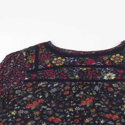 Matalan Womens Multicoloured Floral Viscose Basic Blouse Size 14 Round Neck