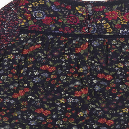 Matalan Womens Multicoloured Floral Viscose Basic Blouse Size 14 Round Neck