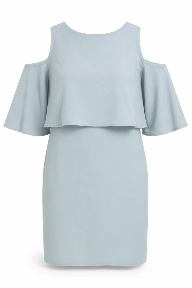 Boohoo Womens Grey Polyester Pencil Dress Size 8 Boat Neck Pullover - Cold Shoulder