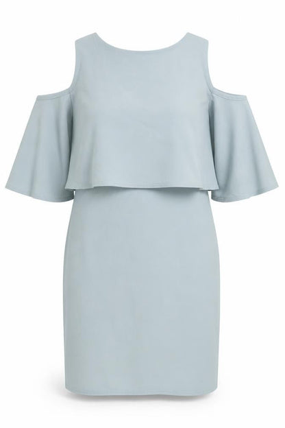 Boohoo Womens Grey Polyester Pencil Dress Size 8 Boat Neck Pullover - Cold Shoulder