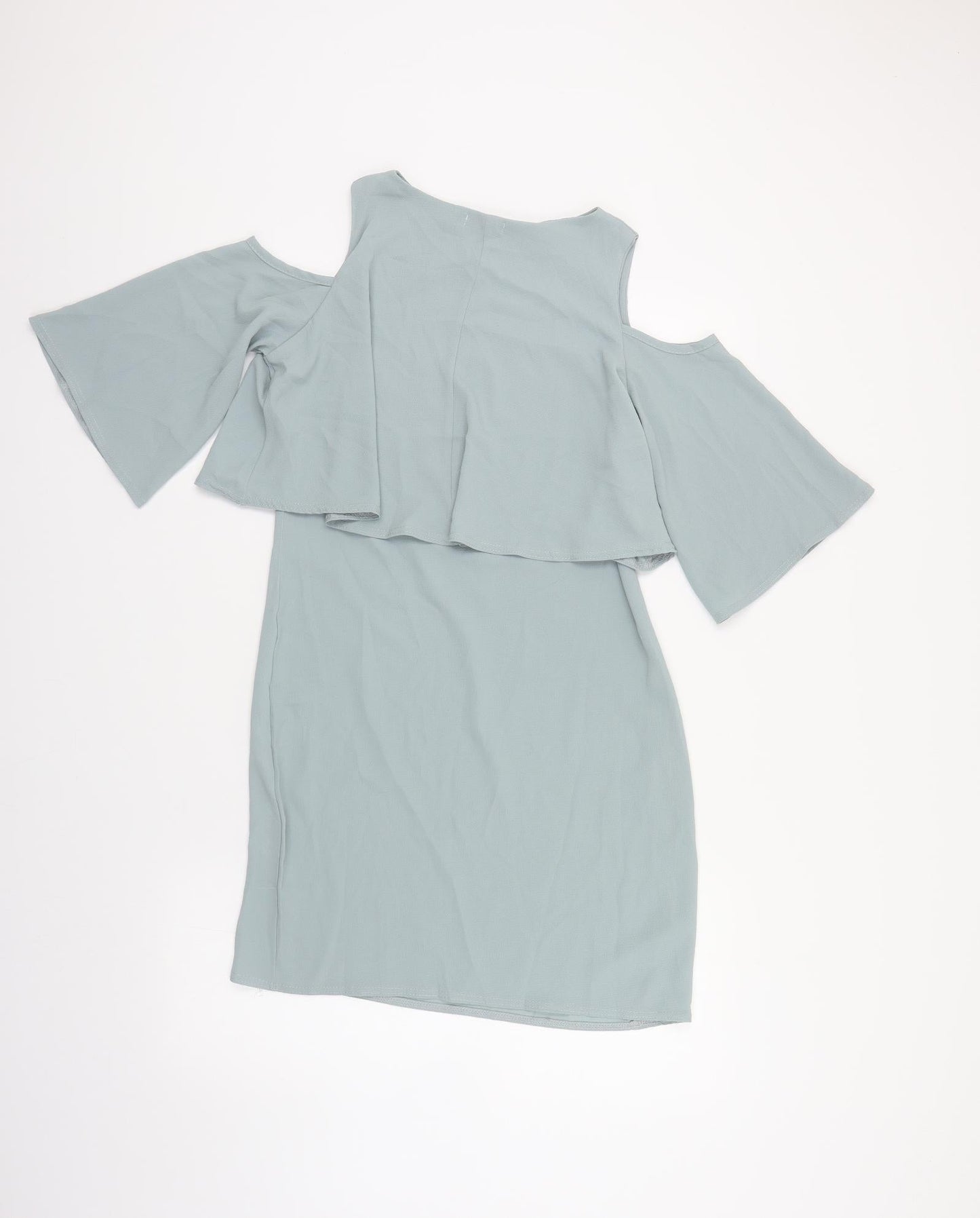 Boohoo Womens Grey Polyester Pencil Dress Size 8 Boat Neck Pullover - Cold Shoulder