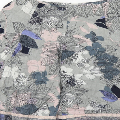 DIMRI Womens Grey Floral Cotton Pleated Skirt Size S Zip