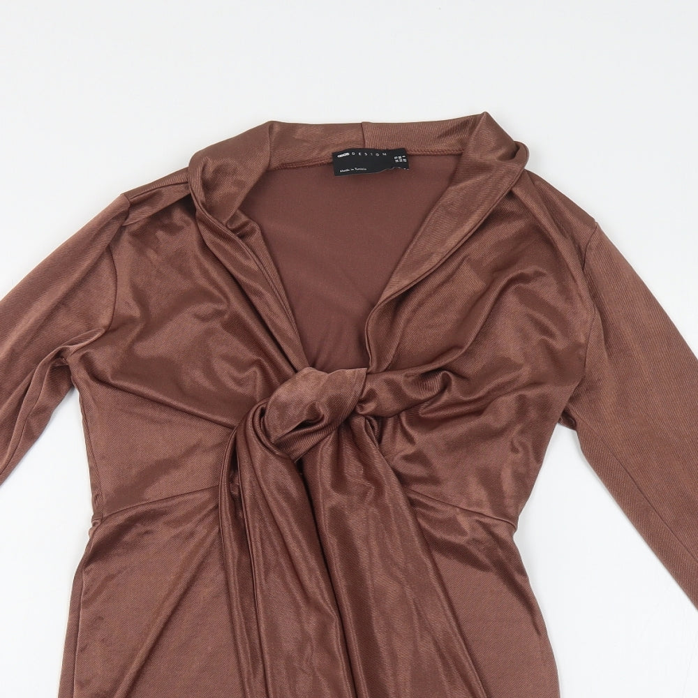 ASOS Womens Brown Polyester Mini Size 10 Collared Pullover