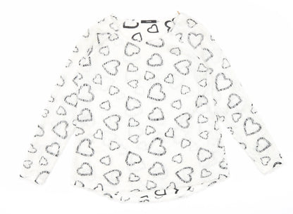 George Womens White Round Neck Geometric Polyester Pullover Jumper Size 10 - Hearts pattern
