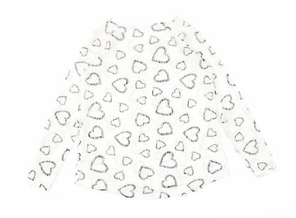 George Womens White Round Neck Geometric Polyester Pullover Jumper Size 10 - Hearts pattern