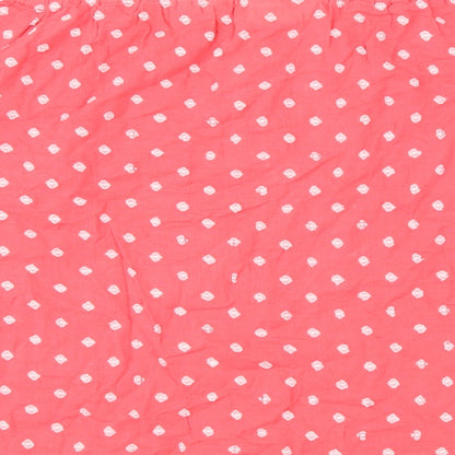 H&M Womens Pink Geometric Cotton Basic Blouse Size 14 Off the Shoulder