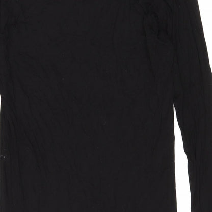 French Connection Womens Black Viscose T-Shirt Dress Size S Round Neck Pullover