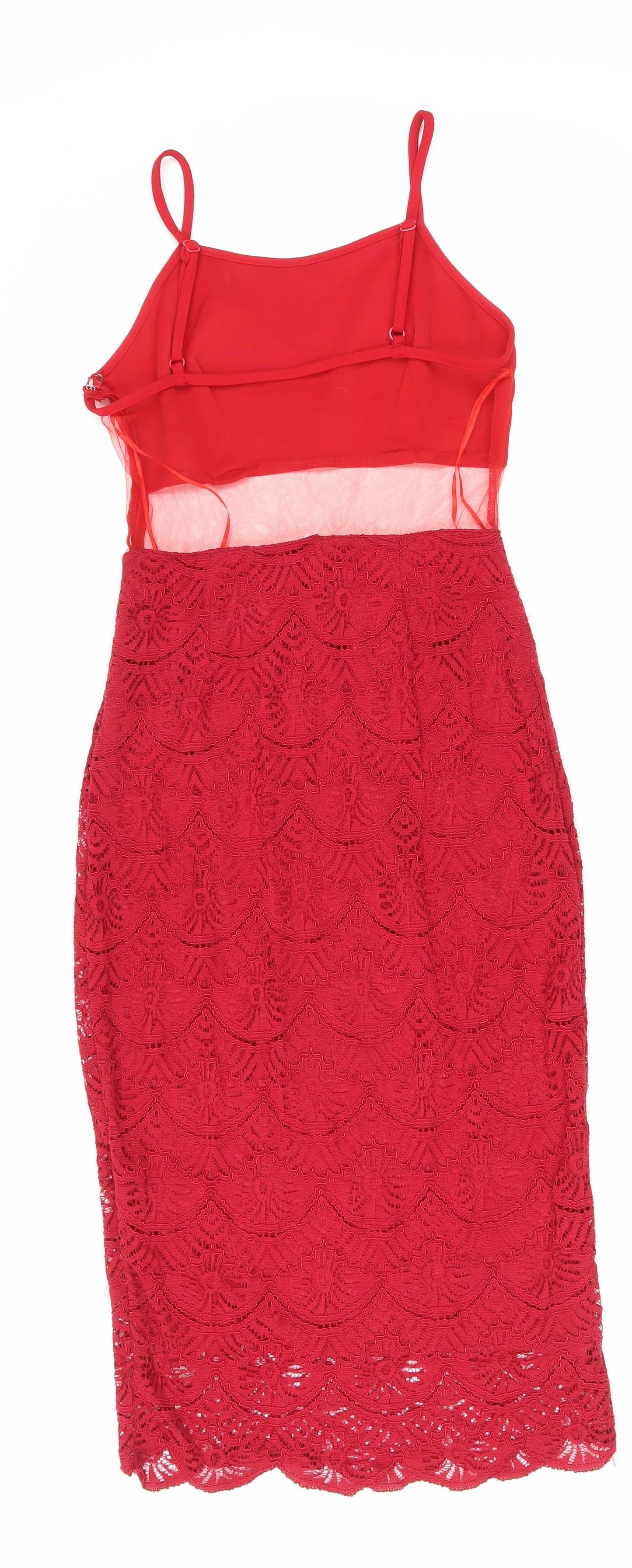 Boohoo Womens Red Cotton Tank Dress Size 10 Scoop Neck Zip