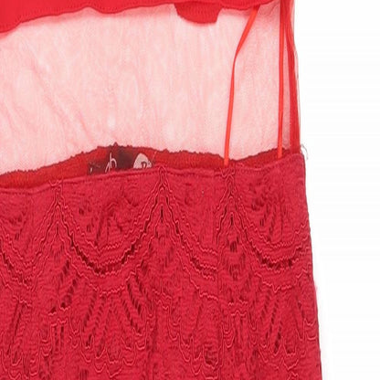 Boohoo Womens Red Cotton Tank Dress Size 10 Scoop Neck Zip