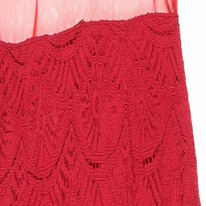 Boohoo Womens Red Cotton Tank Dress Size 10 Scoop Neck Zip