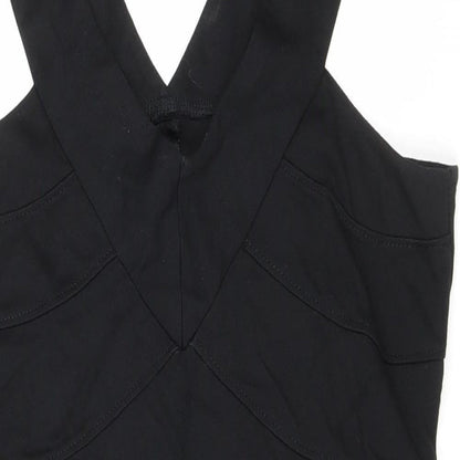 Dorothy Perkins Womens Black Viscose Bodycon Size 14 V-Neck Zip