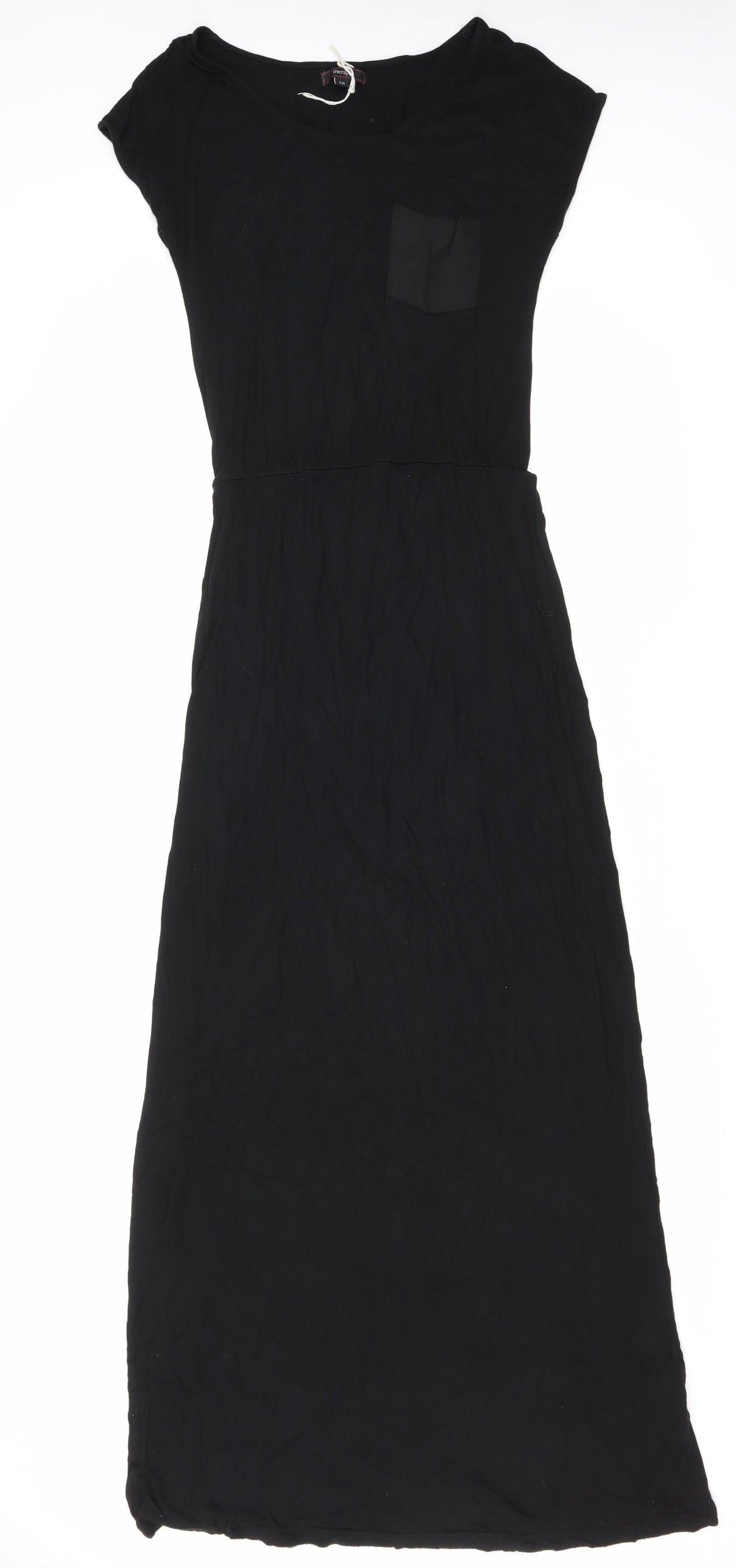 Therapy Womens Black Viscose T-Shirt Dress Size 10 Boat Neck Pullover
