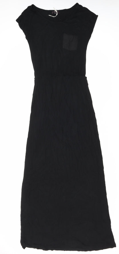 Therapy Womens Black Viscose T-Shirt Dress Size 10 Boat Neck Pullover
