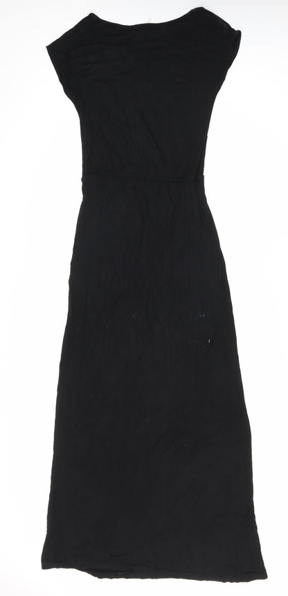 Therapy Womens Black Viscose T-Shirt Dress Size 10 Boat Neck Pullover
