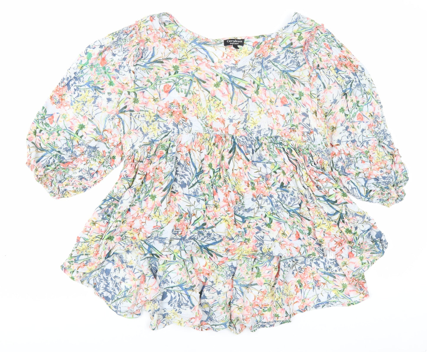 Womens UK Size S Cerulean Multicoloured Basic Blouse