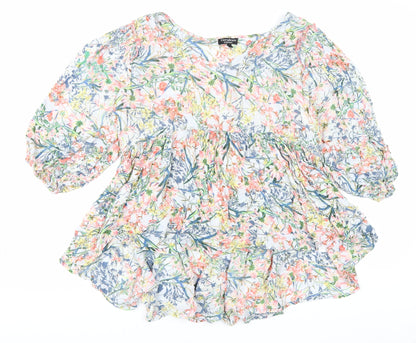 Womens UK Size S Cerulean Multicoloured Basic Blouse