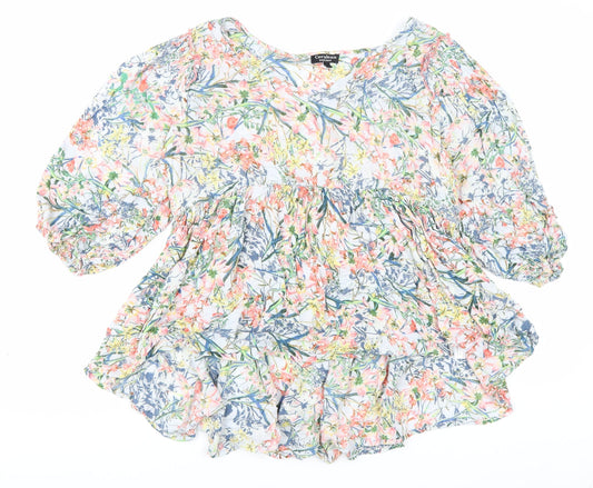 Womens UK Size S Cerulean Multicoloured Basic Blouse