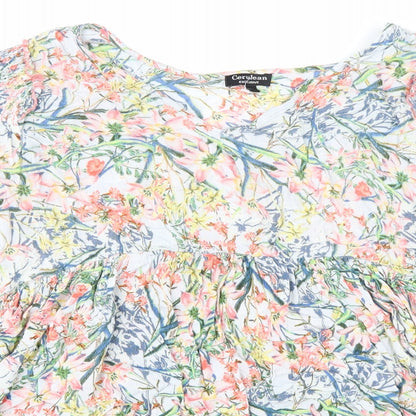 Womens UK Size S Cerulean Multicoloured Basic Blouse