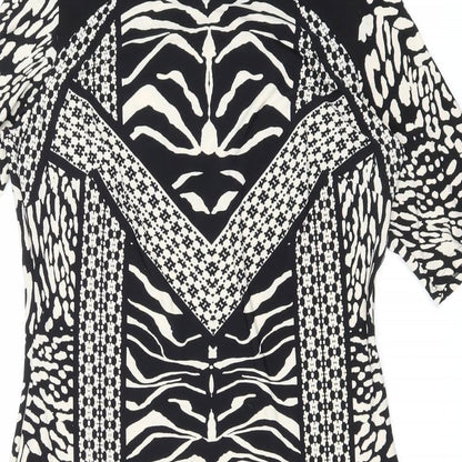 Marks and Spencer Womens Black Geometric Polyester Bodycon Size 12 Boat Neck Pullover