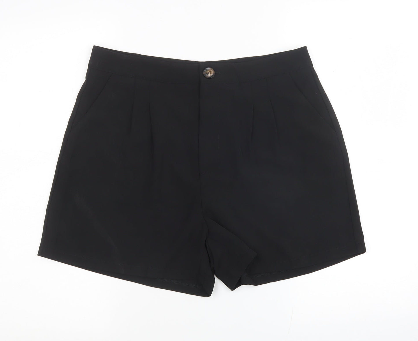 SheIn Womens Black Polyester Chino Shorts Size L L3 in Regular Button
