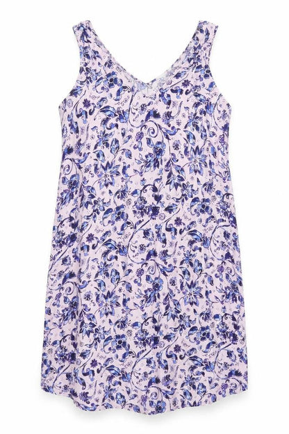 Gap Womens Pink Floral Viscose Tank Dress Size L V-Neck Pullover