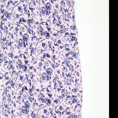 Gap Womens Pink Floral Viscose Tank Dress Size L V-Neck Pullover