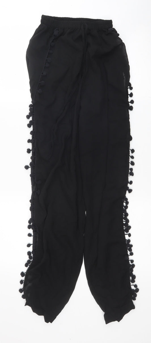 Womens UK Size S Boohoo Regular Fit Harem Black Trousers